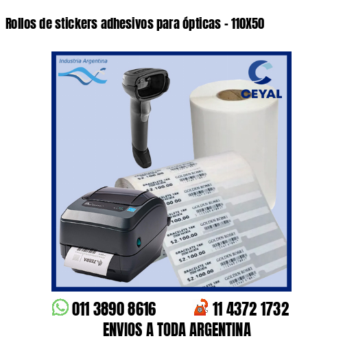 Rollos de stickers adhesivos para ópticas – 110X50