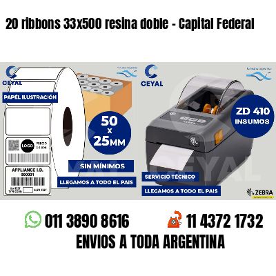 20 ribbons 33x500 resina doble - Capital Federal