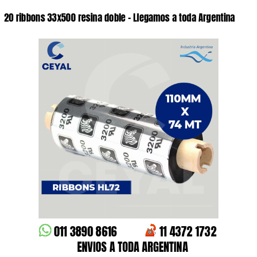 20 ribbons 33×500 resina doble – Llegamos a toda Argentina