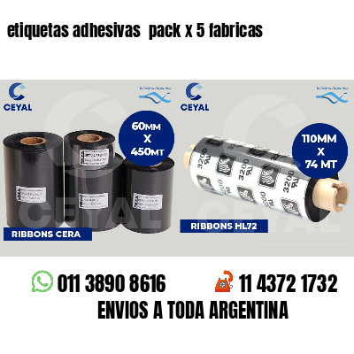 etiquetas adhesivas  pack x 5 fabricas