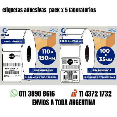 etiquetas adhesivas  pack x 5 laboratorios