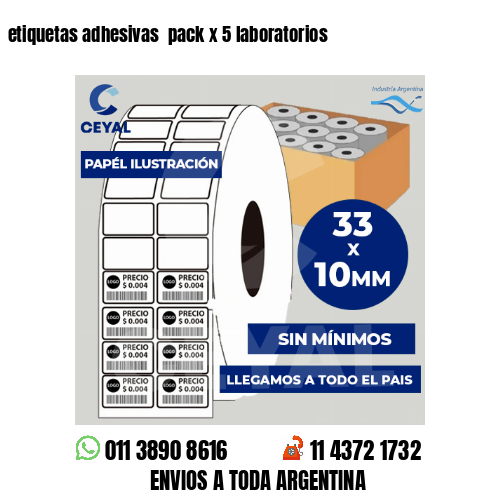 etiquetas adhesivas  pack x 5 laboratorios