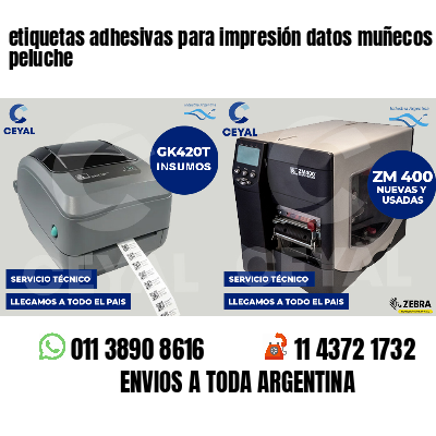 etiquetas adhesivas para impresión datos muñecos peluche