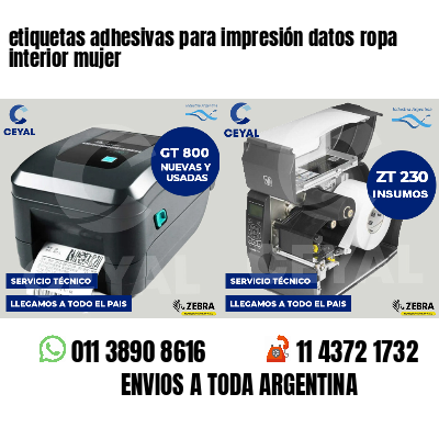 etiquetas adhesivas para impresión datos ropa interior mujer
