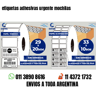 etiquetas adhesivas urgente mochilas