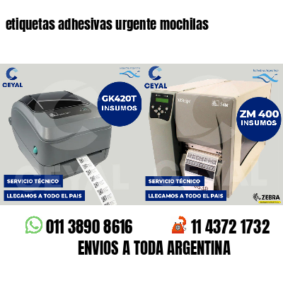 etiquetas adhesivas urgente mochilas