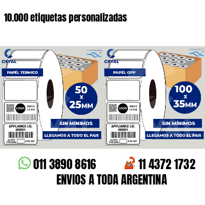10.000 etiquetas personalizadas