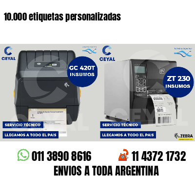 10.000 etiquetas personalizadas