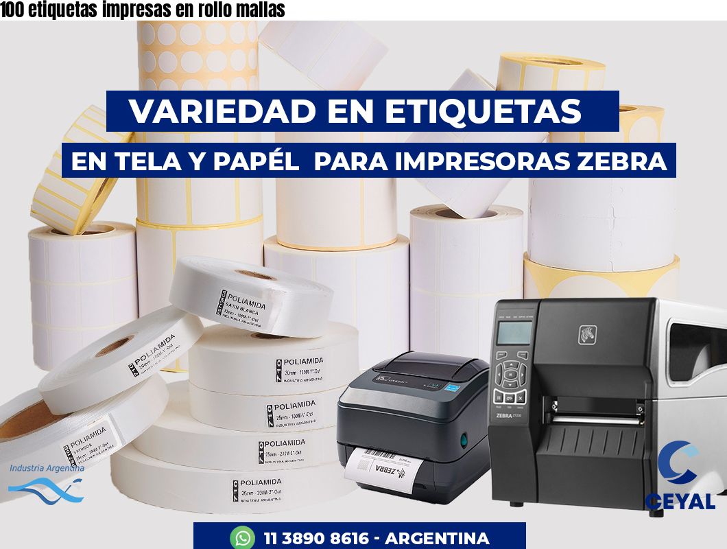 100 etiquetas impresas en rollo mallas