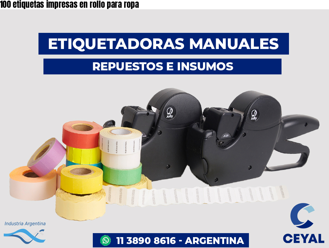 100 etiquetas impresas en rollo para ropa