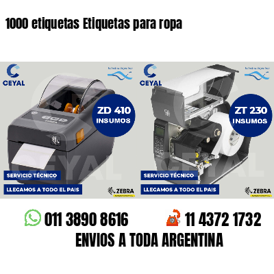 1000 etiquetas Etiquetas para ropa