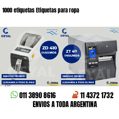 1000 etiquetas Etiquetas para ropa