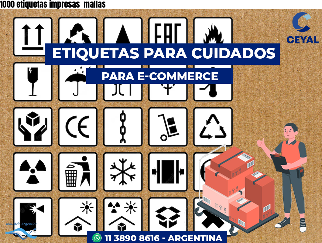 1000 etiquetas impresas  mallas