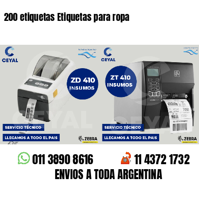 200 etiquetas Etiquetas para ropa