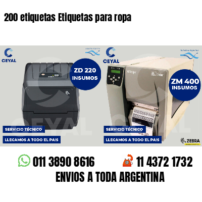 200 etiquetas Etiquetas para ropa