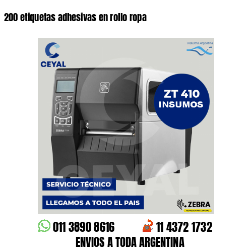 200 etiquetas adhesivas en rollo ropa