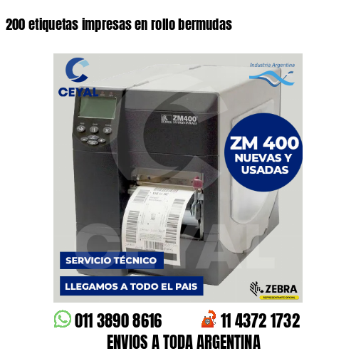 200 etiquetas impresas en rollo bermudas