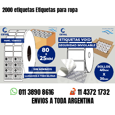 2000 etiquetas Etiquetas para ropa