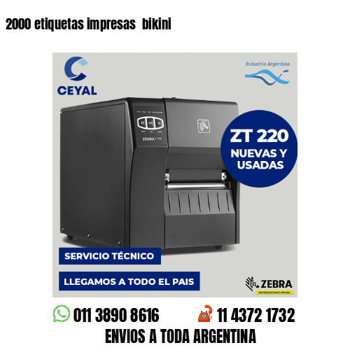 2000 etiquetas impresas bikini