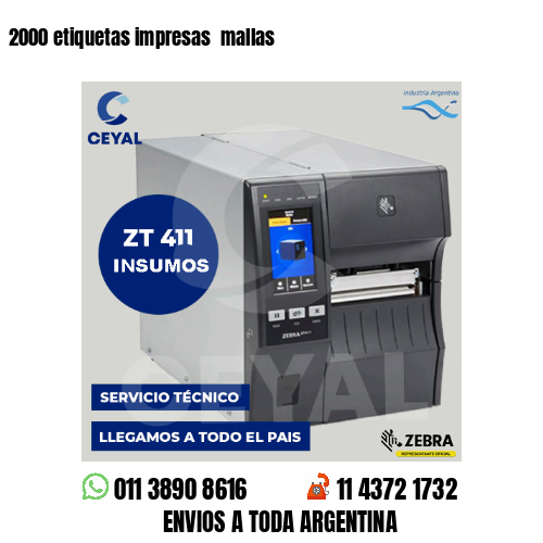 2000 etiquetas impresas mallas