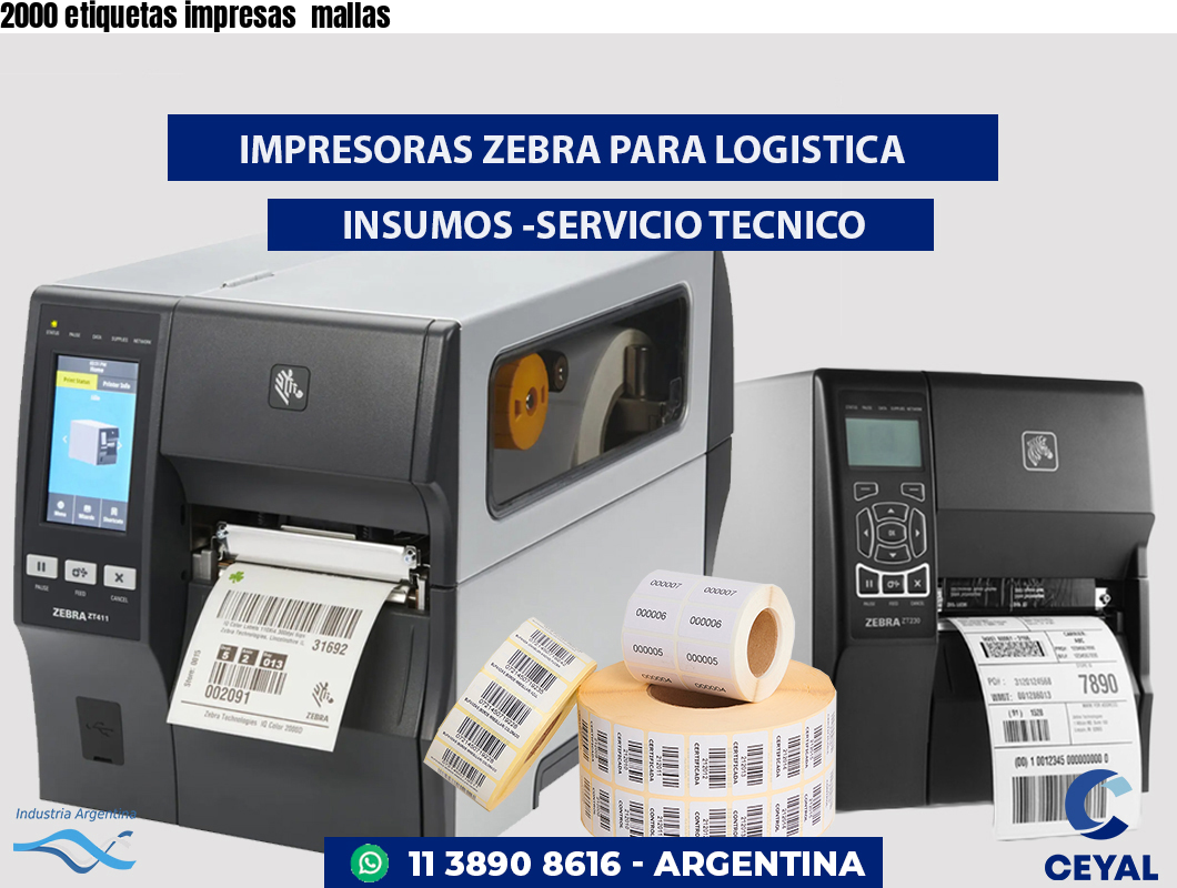 2000 etiquetas impresas mallas