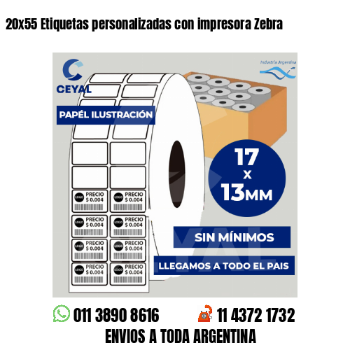 20x55 Etiquetas personalizadas con impresora Zebra