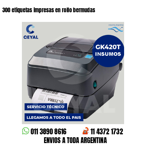 300 etiquetas impresas en rollo bermudas