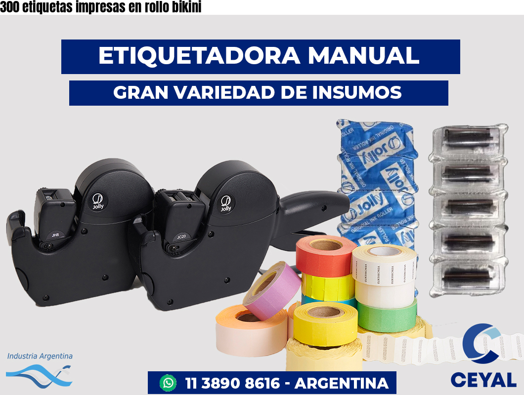 300 etiquetas impresas en rollo bikini