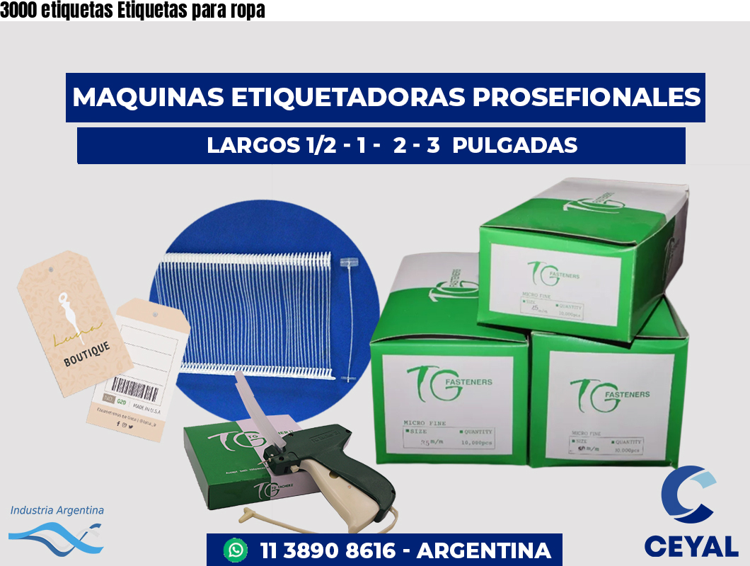 3000 etiquetas Etiquetas para ropa