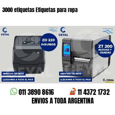 3000 etiquetas Etiquetas para ropa