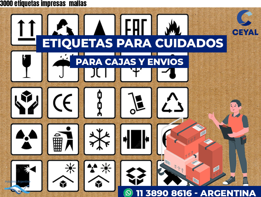 3000 etiquetas impresas  mallas