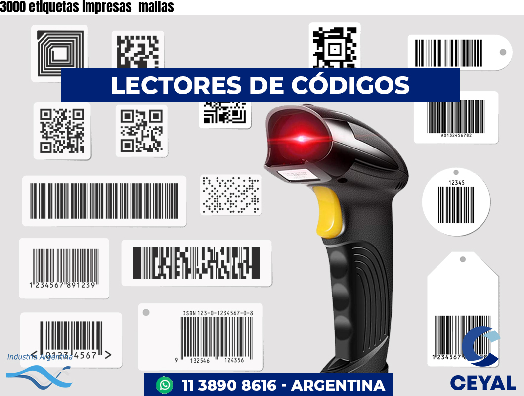 3000 etiquetas impresas mallas