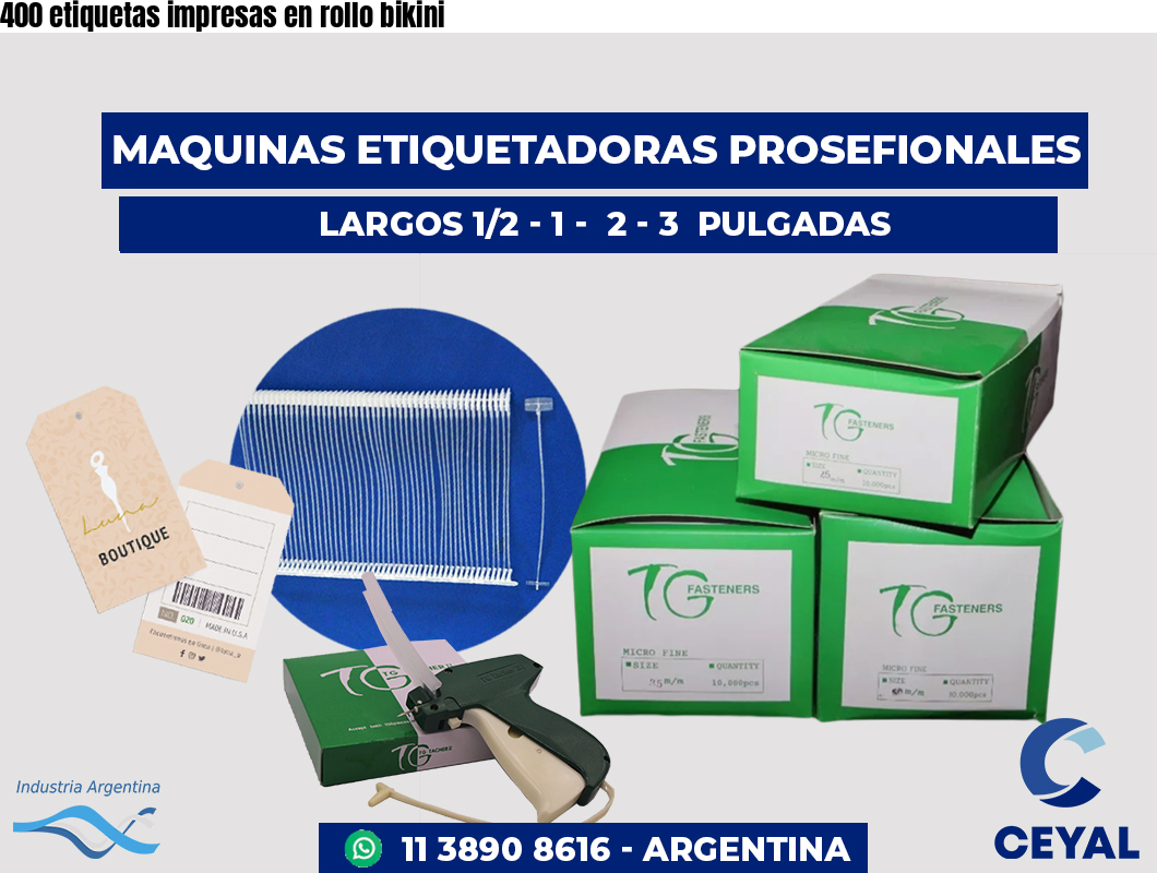 400 etiquetas impresas en rollo bikini