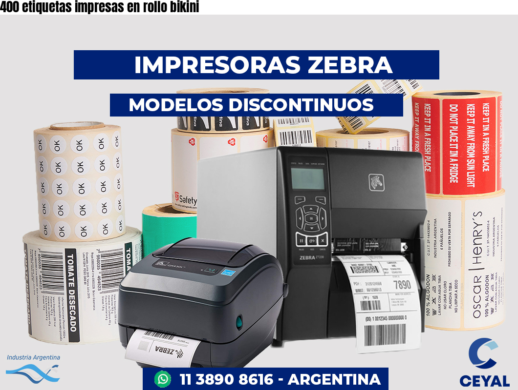400 etiquetas impresas en rollo bikini