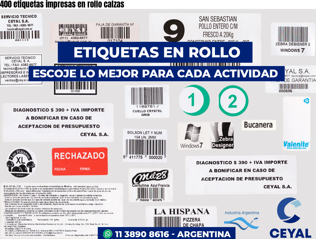 400 etiquetas impresas en rollo calzas