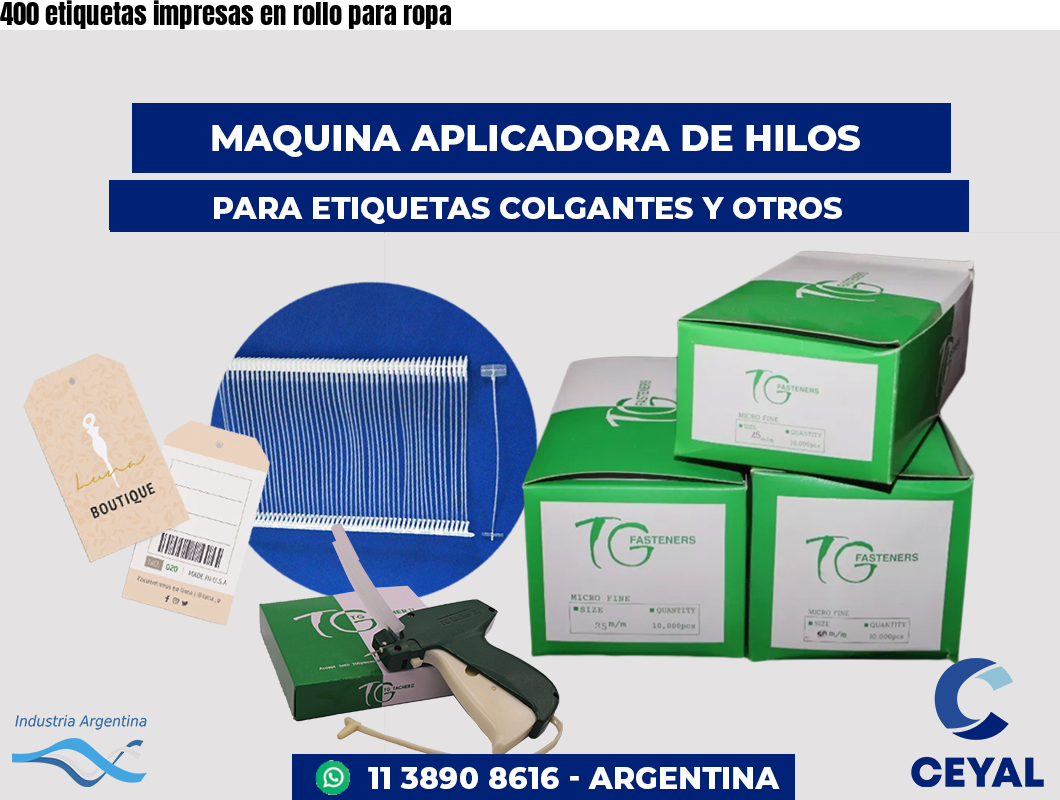 400 etiquetas impresas en rollo para ropa