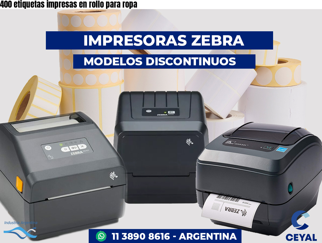 400 etiquetas impresas en rollo para ropa