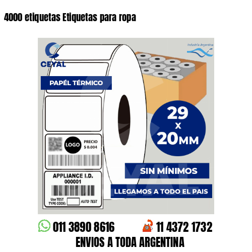 4000 etiquetas Etiquetas para ropa