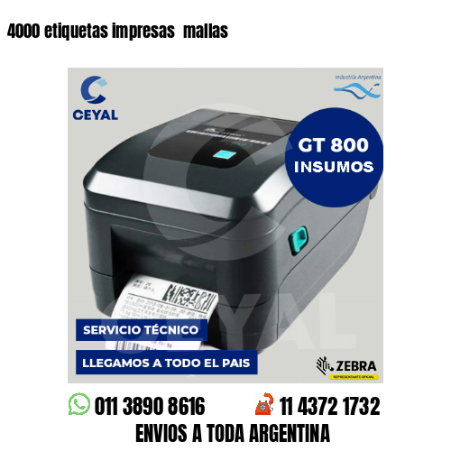 4000 etiquetas impresas mallas