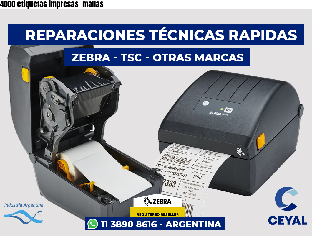 4000 etiquetas impresas  mallas