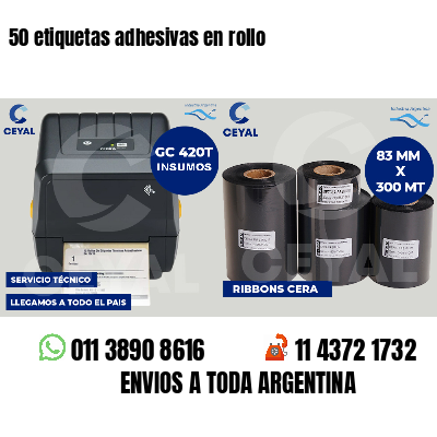 50 etiquetas adhesivas en rollo