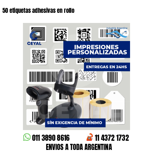 50 etiquetas adhesivas en rollo