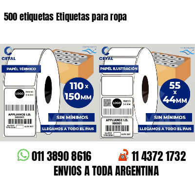500 etiquetas Etiquetas para ropa