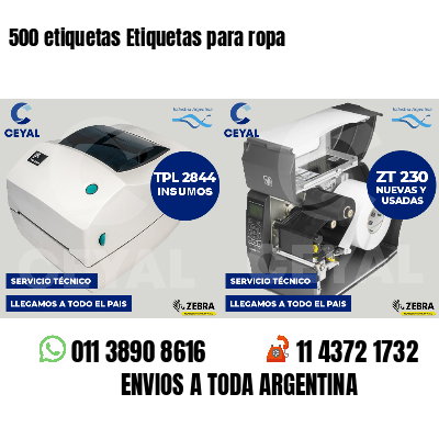 500 etiquetas Etiquetas para ropa