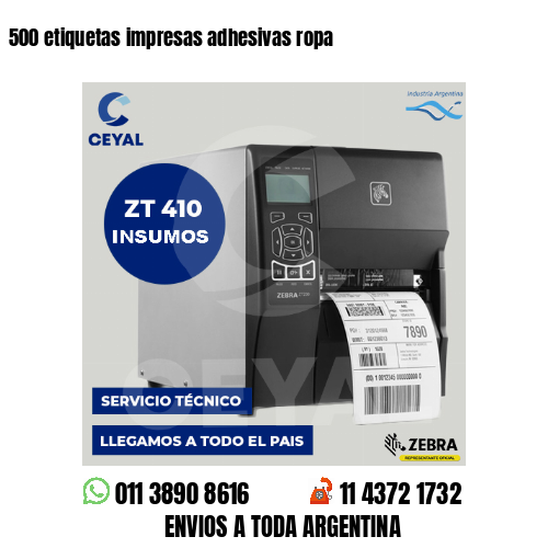 500 etiquetas impresas adhesivas ropa