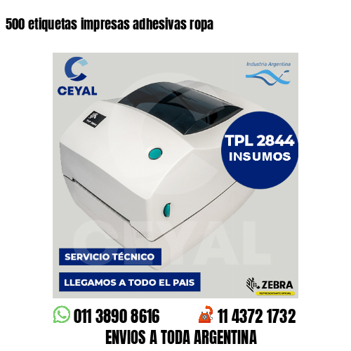 500 etiquetas impresas adhesivas ropa