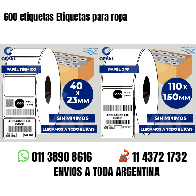 600 etiquetas Etiquetas para ropa