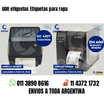600 etiquetas Etiquetas para ropa