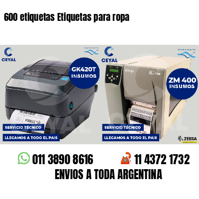 600 etiquetas Etiquetas para ropa