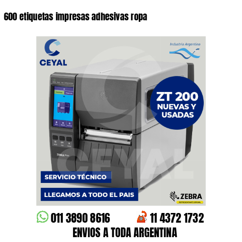 600 etiquetas impresas adhesivas ropa
